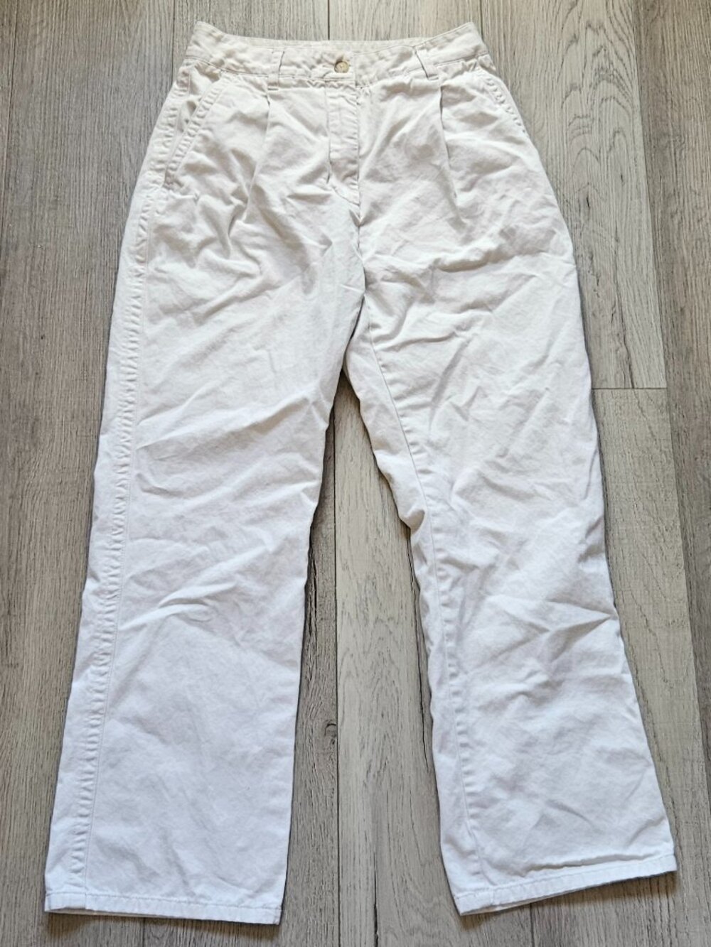 Aritzia Wilfred Free Womens Size 6 Off White Pleated Cotton Chino Pants Bone 6 - Picture 2 of 10